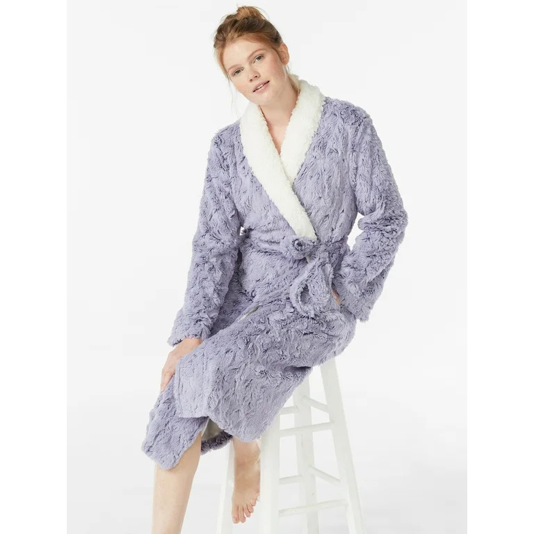 Joyspun Women’s Plush Sleep Robe, Sizes up to 3X | Walmart (US)