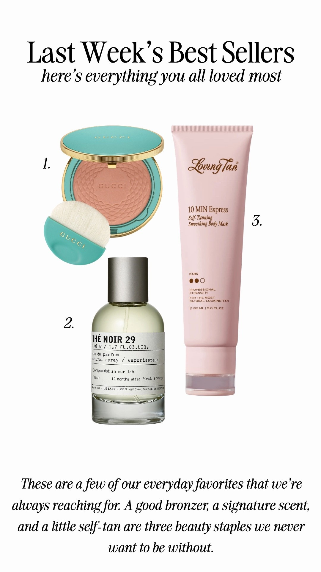 Last week’s bestsellers!

Bronzer shade: 2 or 3
Self tan shade: dark
Lipstick shade: shade 11
Perfume scent: the noir 29

Ash:
Height: 5’6
Weight: 140 pounds
Top size: medium
Pants size: 6 or 28 

Em:
Heigh: 5’6
Weight: 115 pounds
Top size: small
Pants size: 2 or 25 

Loub boots size up a full size!

Bestsellers, fall fashion, fall outfit, trendy fashion, beauty, makeup must haves, fall favorites

#LTKBeauty