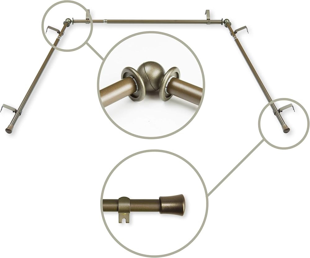 5/8 inch Bay Curtain Rod 20"-36", 38"-72" - Antique Gold | Amazon (US)