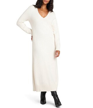 Splendid x Cella Jane Blog Long Sleeve V-Neck Sweater Maxi Dress | Dillard's | Dillard's
