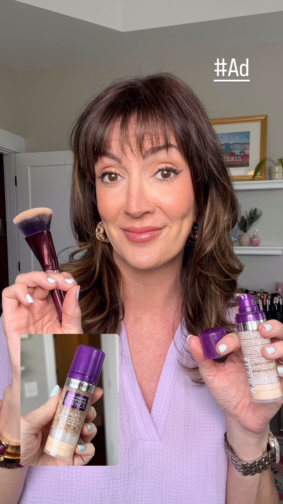 #ad Got my one step glow-up using the @covergirl simply ageless skin perfector essence, that smooths my 48-year-old fine lines with lightweight and undetectable coverage. I found that applying with a kabuki or buffing foundation brush  works best. @Target  #TargetPartner #SkinPerfectorEssence #COVERGIRL #EasyBreezyBeautiful 

#LTKmorningroutine #LTKBeauty #LTKgrwm