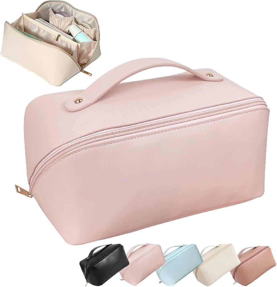 Large Capacity Travel Cosmetic Bag - Multifunctional Makeup Bag for Easy Access, Waterproof Large... | Amazon (US)