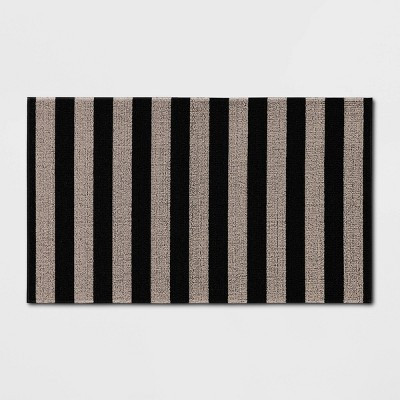 1'6"x2'6" Striped Micro Poly Loop Floormat Black/White - Room Essentials\u2122: Indoor Kitchen & ... | Target