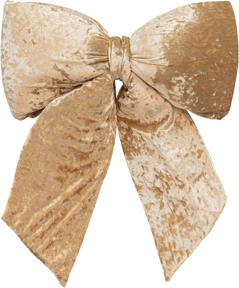 KI Store Champagne Extra Large Plush Velvet Bows 16.5-Inch Christmas Bow Tree Topper for Christma... | Amazon (US)
