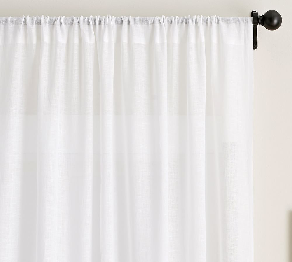 Belgian Flax Linen Rod Pocket Sheer Curtain | Pottery Barn (US)