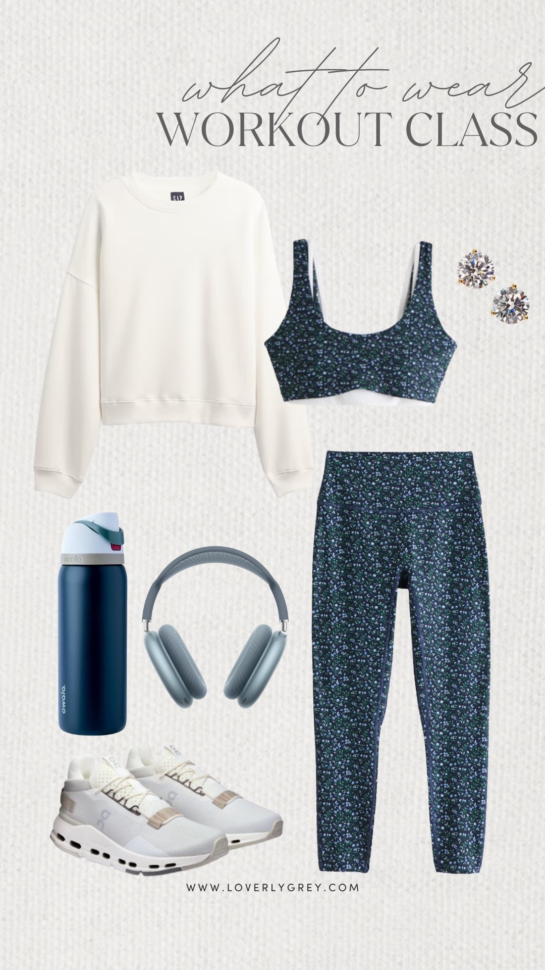 Loverly Grey, what to wear to a workout class. I am loving this matching set from Abercrombie paired with a white crewneck over the top! Grab your headphones, owala water bottle, and sneakers for a great workout! Loverly Grey, what to wear, workout classs

#LTKFindsUnder100 #LTKfitnessgoals #LTKSeasonal