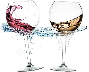 Floating Wine Glasses for Pool (18 Oz | Set of 2) That Float | Shatterproof Poolside Wine Glasses... | Amazon (US)