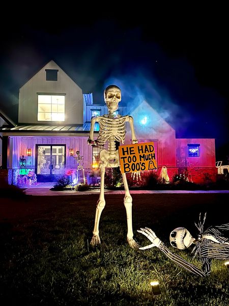 My 10ft @Walmart skeleton saved the day! He’s amazing and on sale! When our giant Jack fell over and broke, this made it all better. 🙌🏼 Also links a few quick ship Halloween decor items and costumes!#walmartpartner #walmartfinds #iywyk 

#LTKhome #LTKsalealert #LTKHalloween