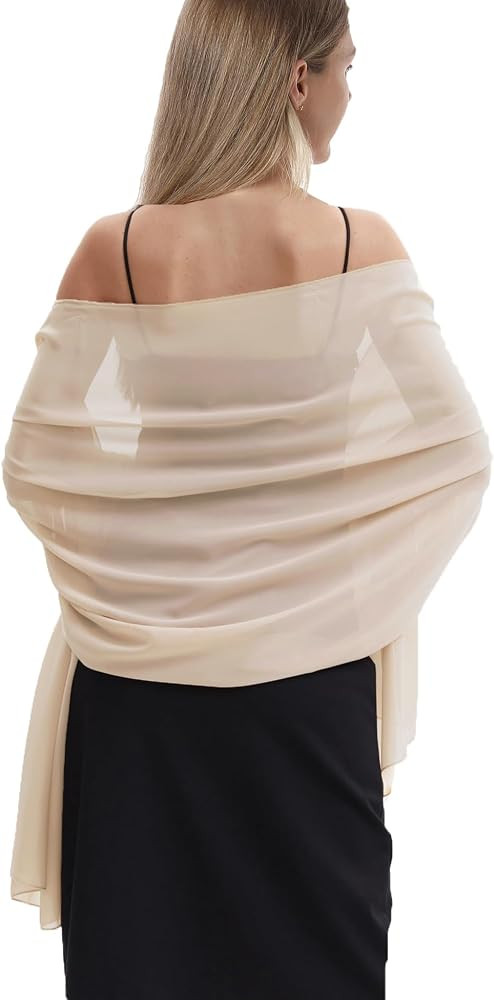 Chiffon Shawls and Wraps for Evening Dresses Women Elegant Soft Scarf Bridal Scarve Wedding Stole | Amazon (US)