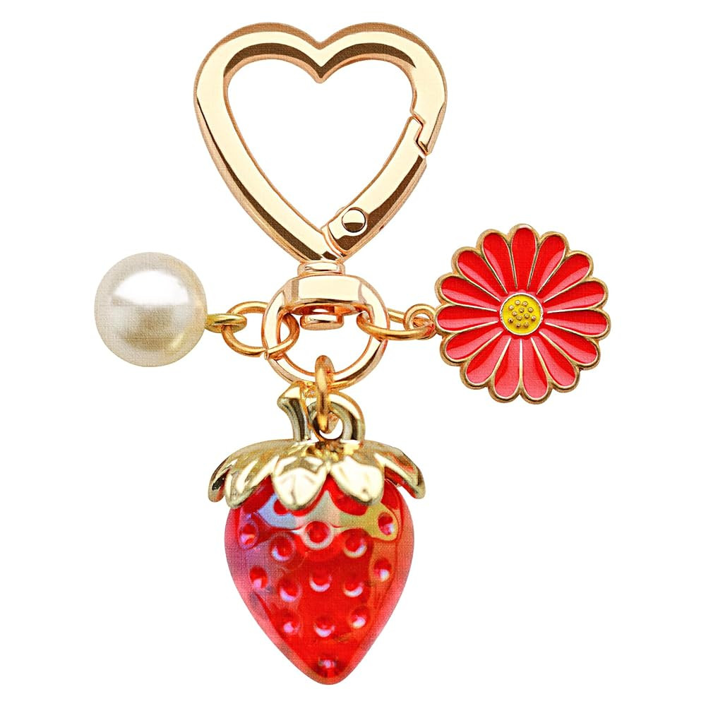 Strawberry Keychain Cute Bag Purse Charms Pearl Flower Daisy Keychains Strawberry Accessories for... | Amazon (US)