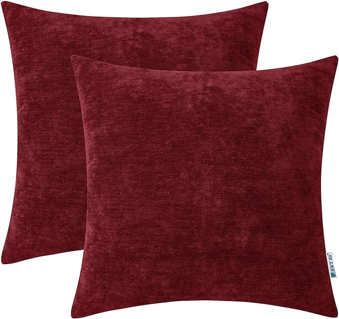 HWY 50 Burgundy Red Decorative Throw Pillows Covers 20x20 Inch for Couch Sofa Bed Living Room, Ch... | Amazon (US)