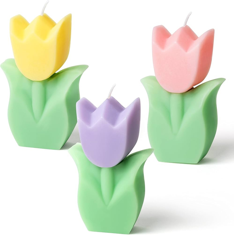 COcnny 3pcs Spring Tulip Candle Easter Decor, Tulip Shaped Scented Candles Decorations, Flower Ae... | Amazon (US)