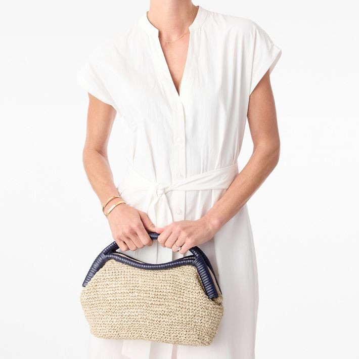 Handwoven Raffia Top-Handle Clutch | Mark and Graham