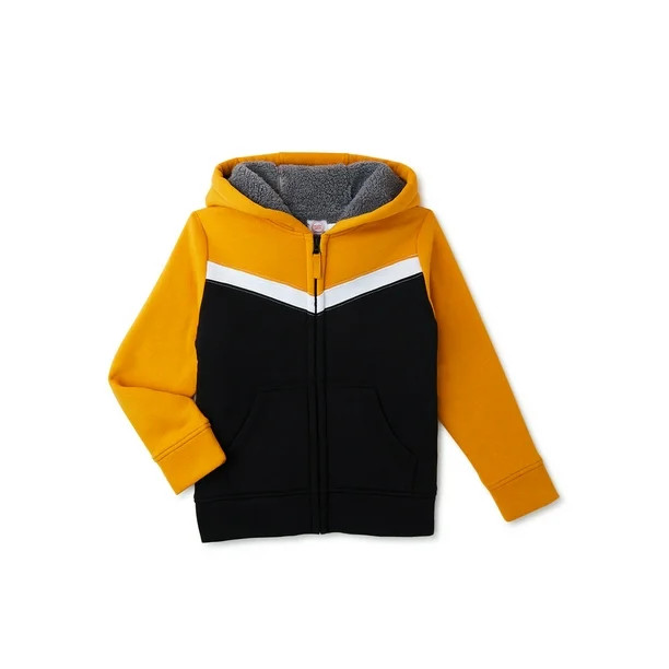 Wonder Nation Boys Faux Sherpa Lined Full Zip Hoodie, Sizes 4-18 & Husky - Walmart.com | Walmart (US)