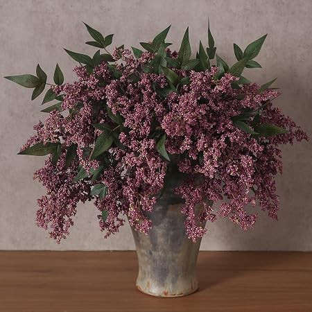 6 Pcs 17" Artificial Nandina Berry Stem, Faux Berry Spray(Dusty Plum) | DIY Bouquet, Elegant and ... | Amazon (US)