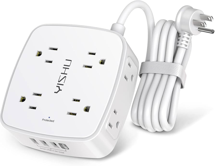 6 Ft Surge Protector Power Strip - 8 Widely Outlets with 4 USB Ports, 3 Side Outlet Extender with... | Amazon (US)
