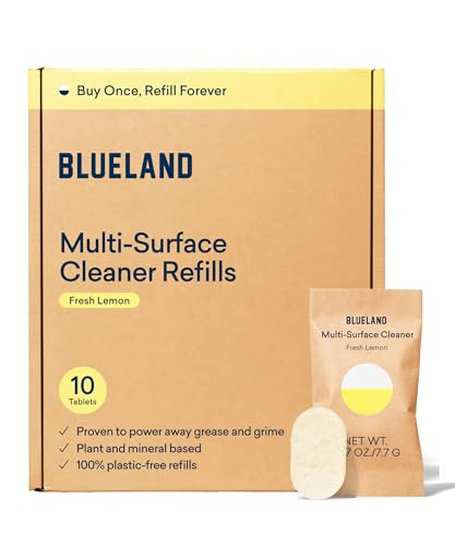 BLUELAND Multi-surface Cleaner, 10 Refill Tablets, Fresh Lemon Scent, All-Purpose, Eco-Friendly Cleaning Supplies, 10 x 24 Fl oz | Amazon (US)