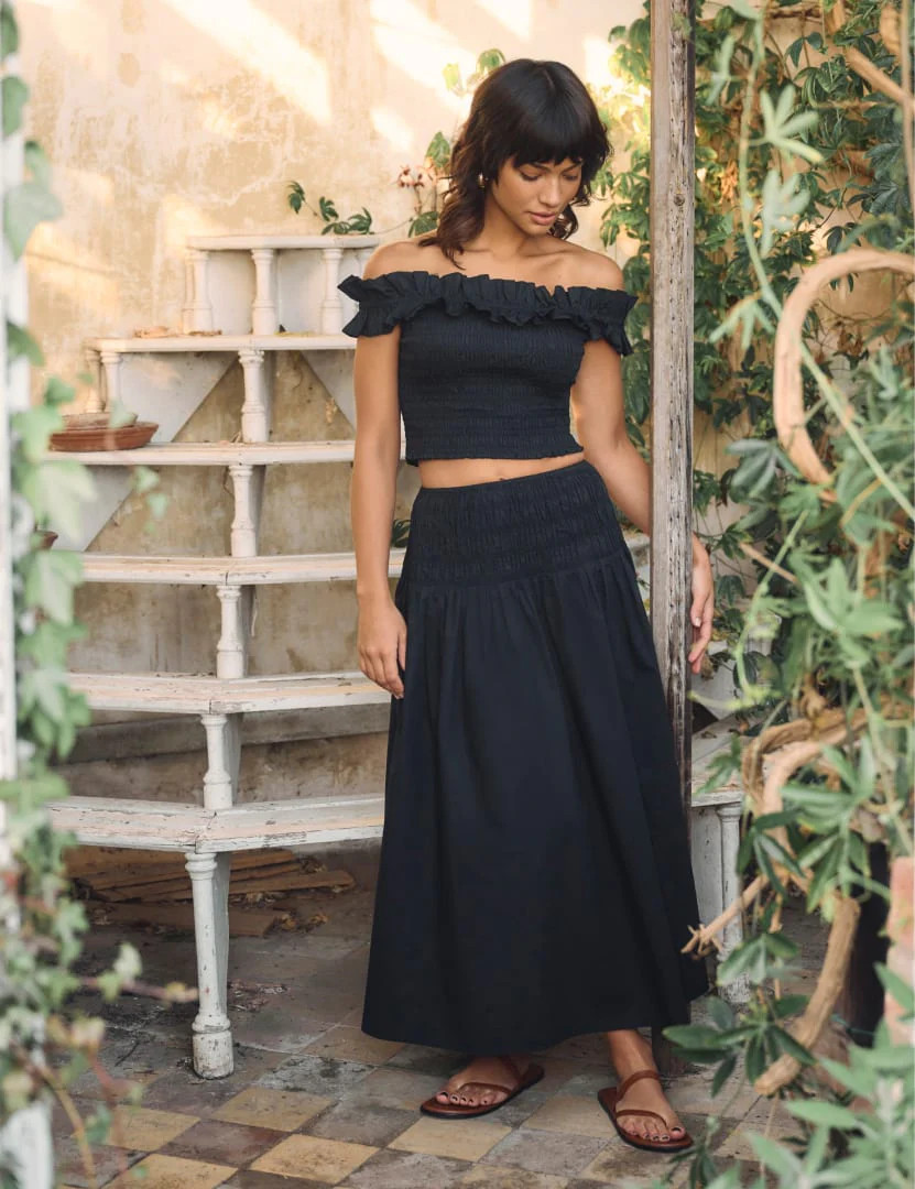 Black Shirred Dropped Waist Midi Skirt
  

  
    
      £34.50
      £69.00 | Nobody's Child
