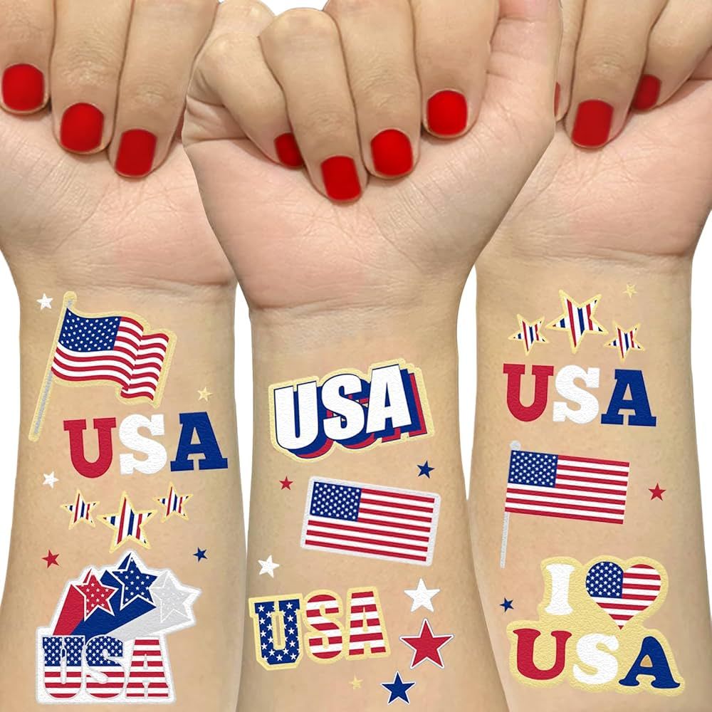 AOYOO 4th of July Accessories 70 Style 4th of July Tattoos, 4th of July Decorations, Red White an... | Amazon (US)