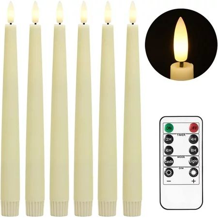 PIPETPET 10Pack Flameless Taper Candle with Remote LED Battery Operated Candles Ivory Plastic Coverd | Walmart (US)