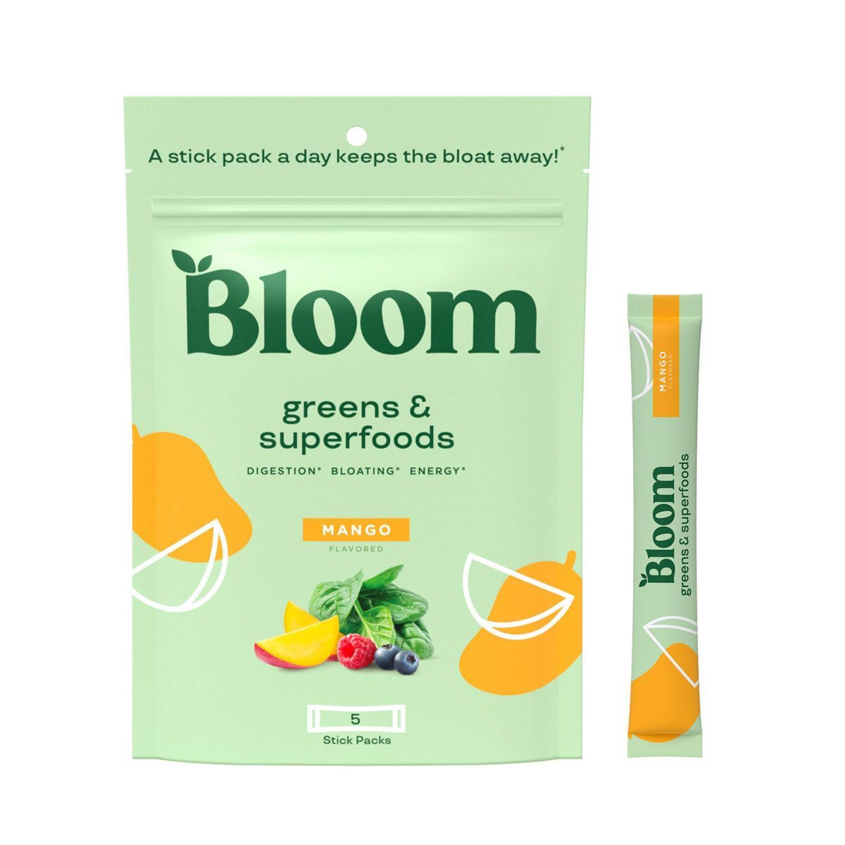 BLOOM NUTRITION Greens and Superfoods Powder Stick Pack - Mango - 5ct | Target