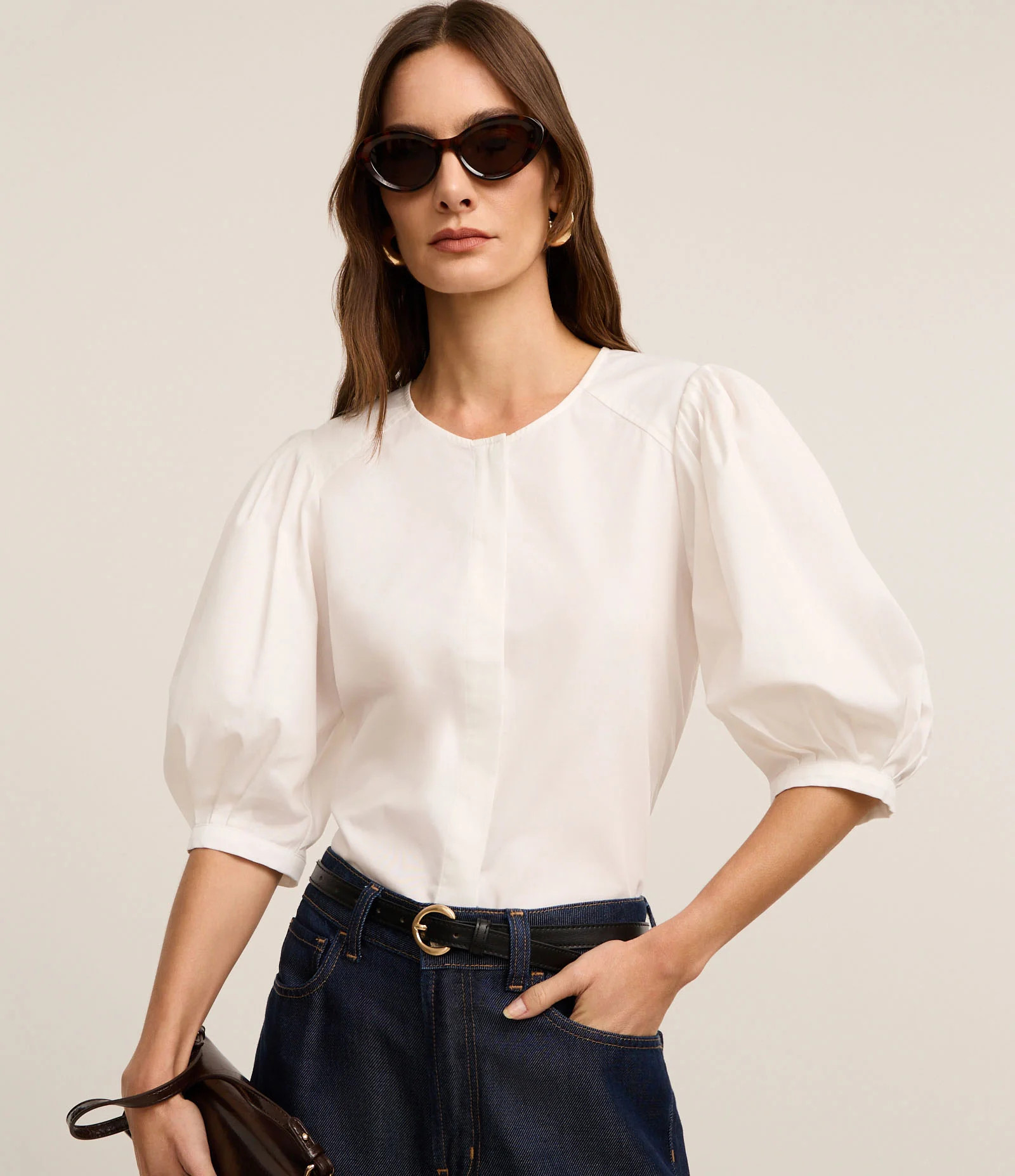 Blusa em Tricoline com Manga Bufante 3/4 Branco - Lojas Renner | Renner (BR)