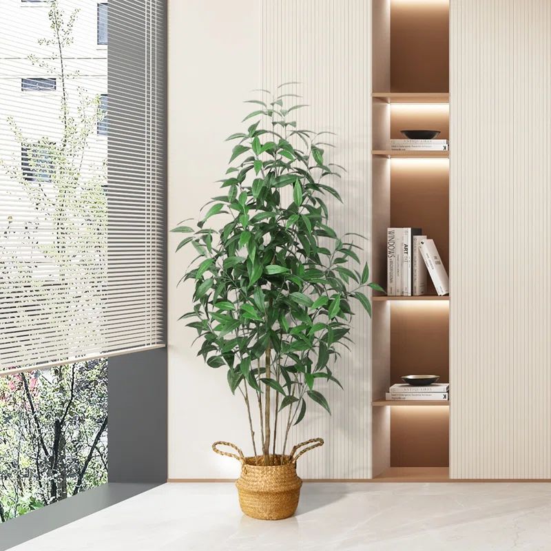 Adcock Artificial Eucalyptus Tree in Basket, Tall Green and Decorative Branch Tree with Pot | Wayfair North America