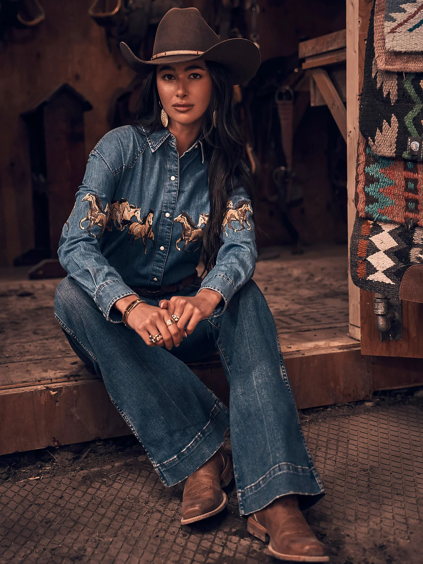 Women's Wrangler Horses Boyfriend Western Snap Shirt | Wrangler