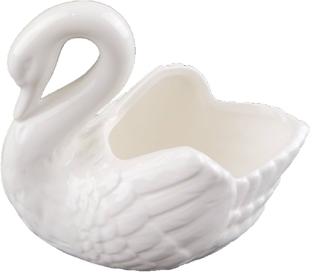 Kirimstores Ceramic White Swan Plant Pots Flower Planters Ornaments for Home Decoration (Large) | Amazon (US)