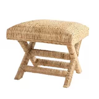 3R studios 18 in. Beige Water Hyacinth Stool DF1722 - The Home Depot | The Home Depot