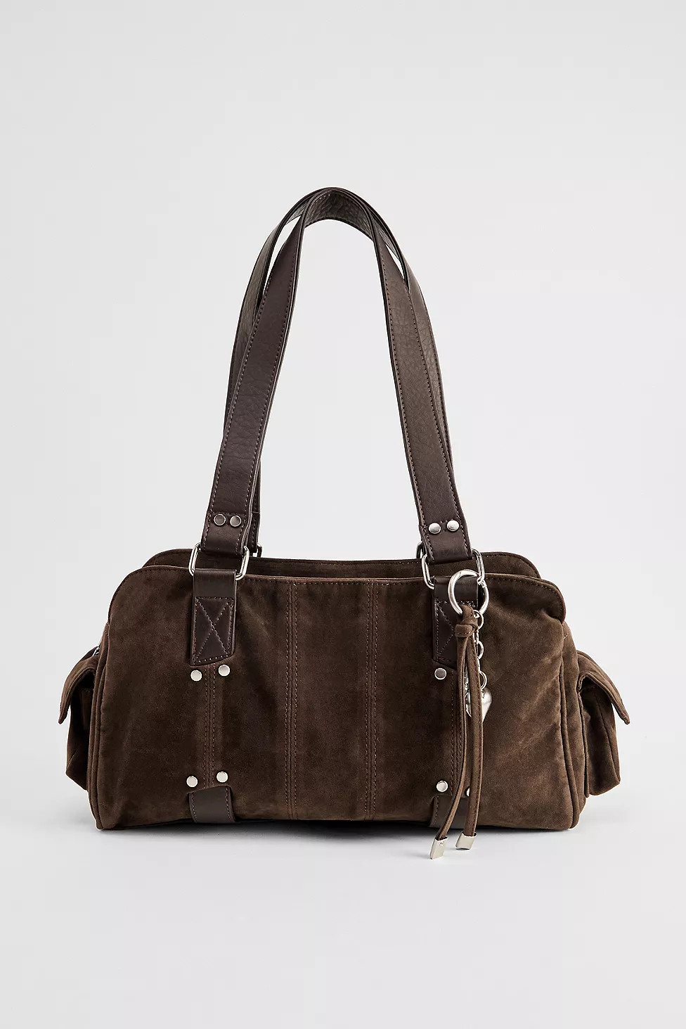 UO Heart Charm Suedette Shoulder Bag | Urban Outfitters UK