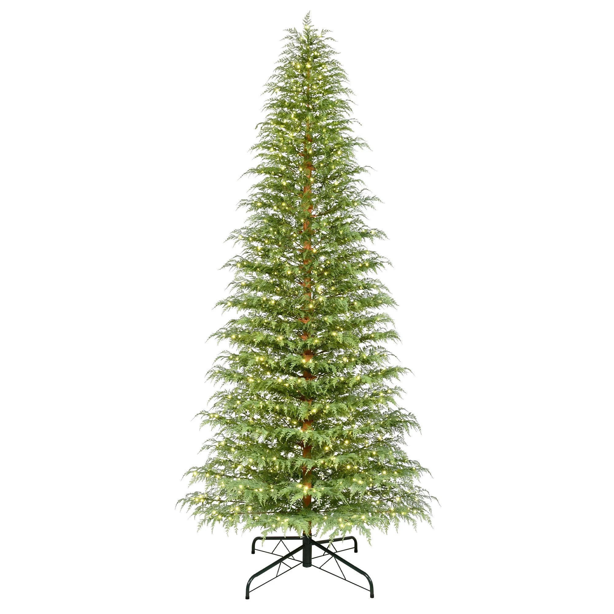 My Texas House 12ft Pre-Lit Cypress Artificial Christmas Tree, 600 Warm White Twinkle LED, Green | Walmart (US)
