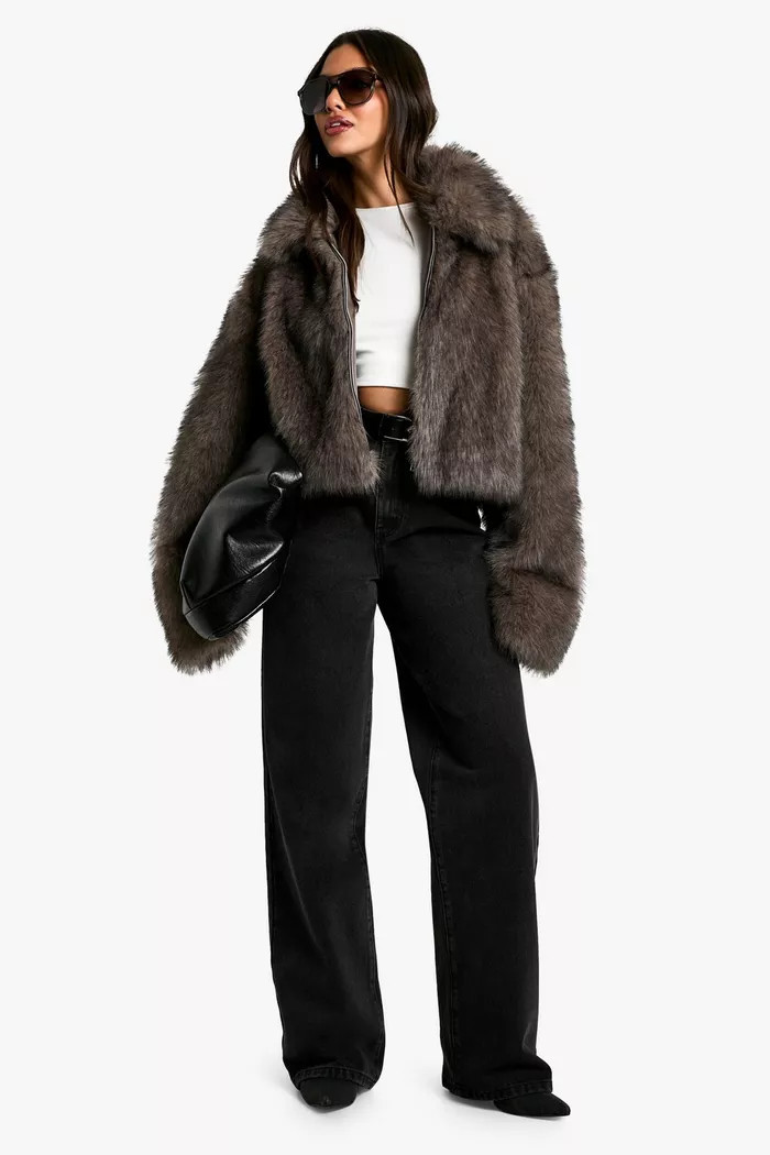Vintage Look Faux Fur Short Coat | Boohoo.com (UK & IE)