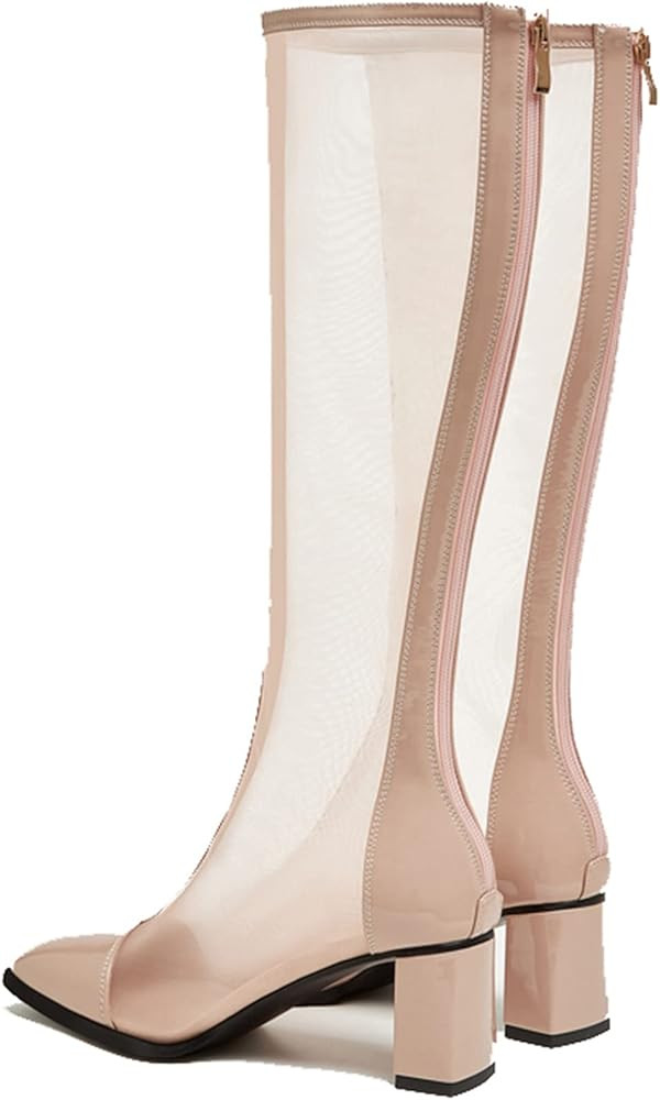 Vrupons Women Summer Ankle Boots with Block Heels and Back Zippers with Mesh Material | Amazon (UK)