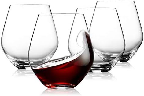 Godinger Wine Glasses, Stemless Goblet Beverage Cups, European Made - 17oz, Set of 4 | Amazon (US)