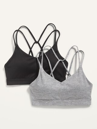 Light Support Strappy V-Neck Sports Bra 2-Pack for Women | Old Navy (US)