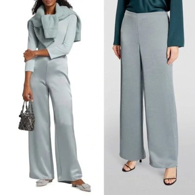 Vince. High Waist Satin Flare Pants Grey Blue Medium Wide Leg Glam Minimalist | eBay US