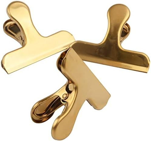 Chip Bag Clips,8 Pack Large Golden Stainless Steel Air Tight Bag Clip Perfect for Kitchen &Office... | Amazon (US)