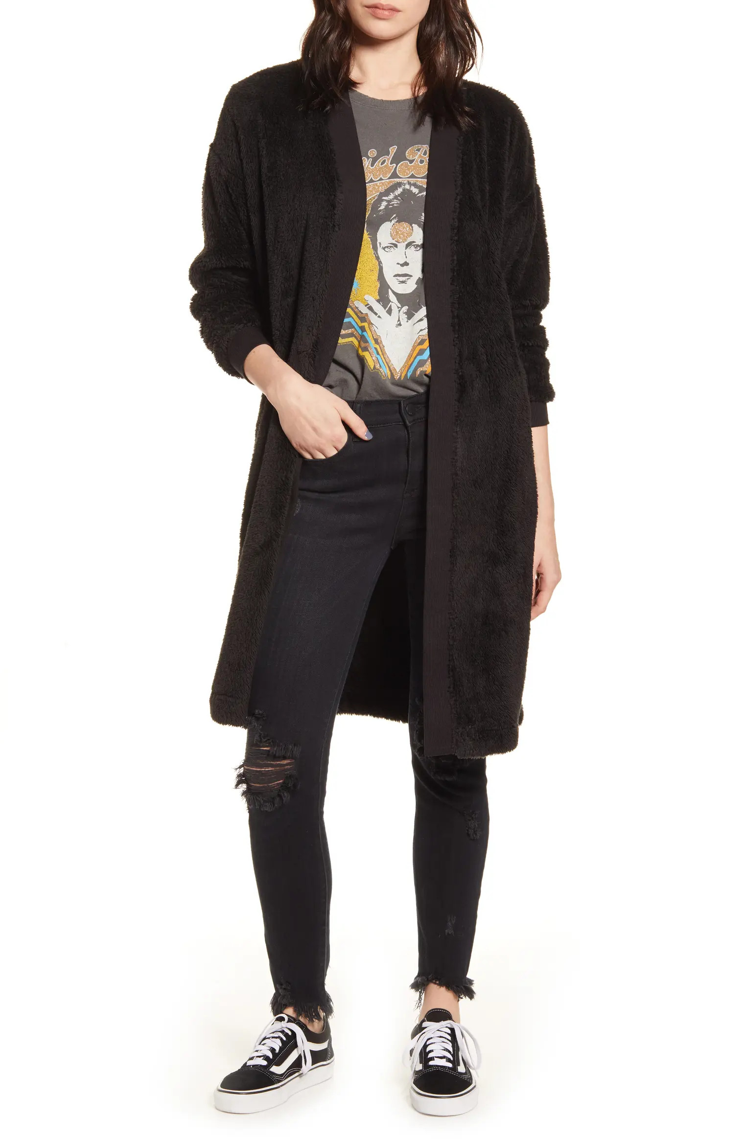 Faux Shearling Longline Cardigan | Nordstrom