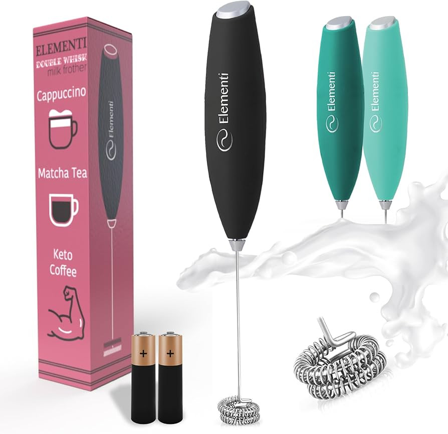 Elementi Milk Frother Wand with Double Whisk (Batteries Included) - Matcha Whisk & Coffee Frother... | Amazon (US)