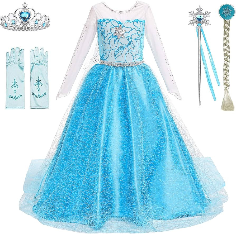 BanKids Princess Costume Birthday Party Dress Up for Little Girls with Wig,Crown,Wand,Gloves Acce... | Amazon (US)