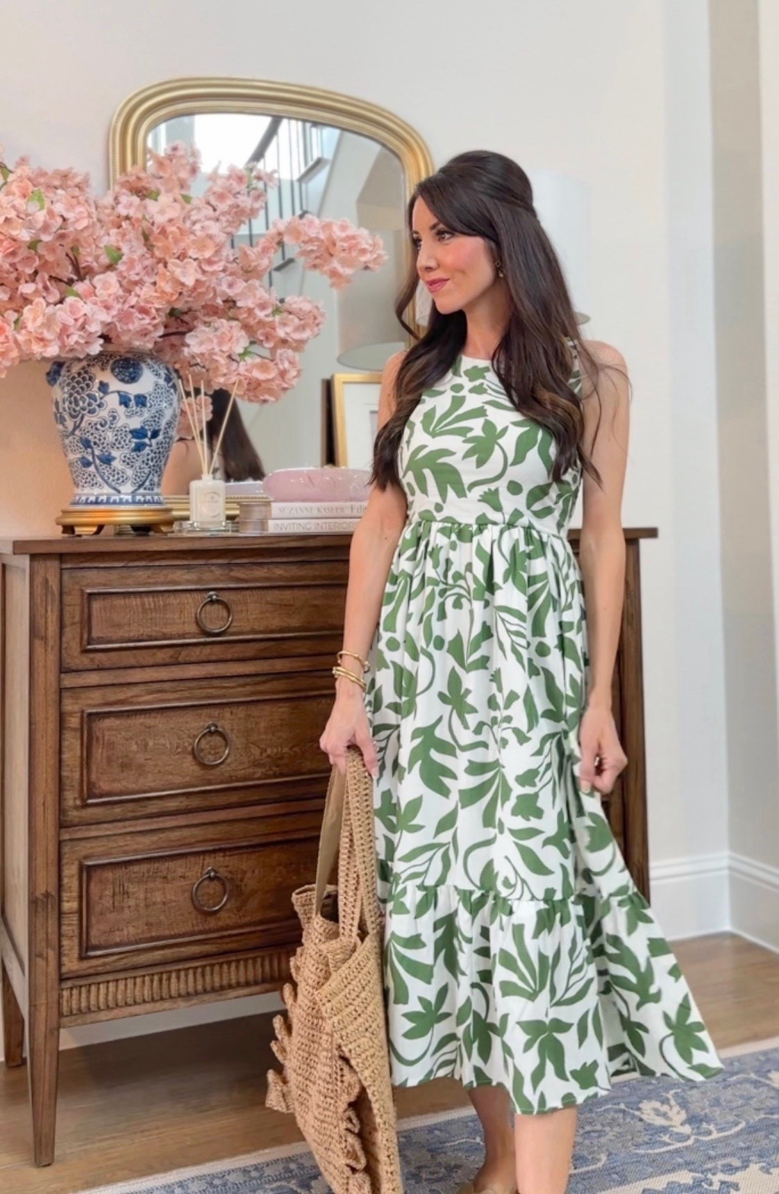 $25 tie back midi dress is back in stock! Looks like Farm Rio and perfect for vacation! ☀️ fits true to size - wearing xs #vacationoutfit vacation dresses 