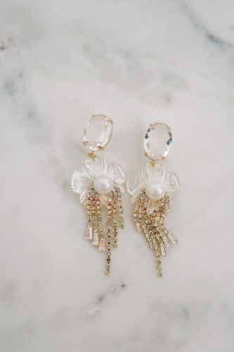 Embellished Mother of Pearl Flower & Crystal Drops | SJ Bailey Co.