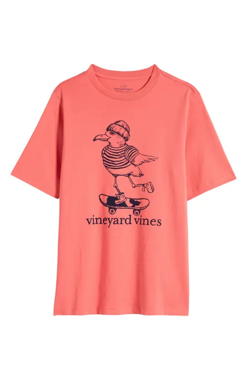 vineyard vines Kids' Yacht Club Stripe Cotton Graphic T-Shirt in Just Peachy at Nordstrom | Nordstrom