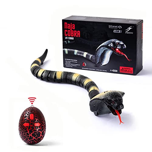 AMCHSURI RC Snake Toy: Realistic Prank Cobra, Rechargeable, Smart Sensing, Infrared Controller for Kids/Cat (Black) | Amazon (US)