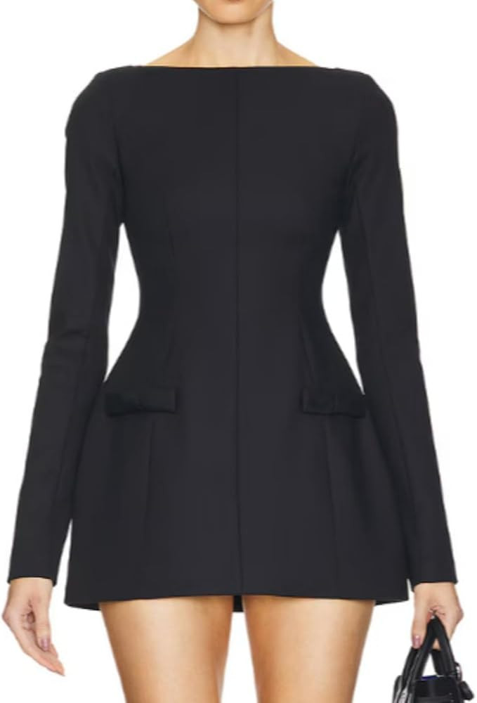 Elegant Red Dress - Long Sleeve Mini A Line Bow Corset Dress for Women's Holiday | Amazon (US)