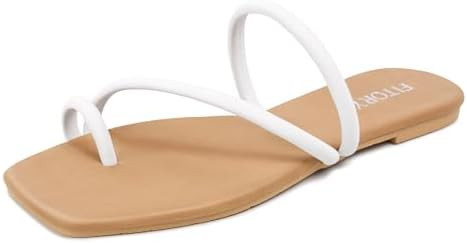 FITORY Women's Cross Strap Flat Sandals,Fashionable Toe Ring Thong,Open Toe Slide Shoes for Summe... | Amazon (US)