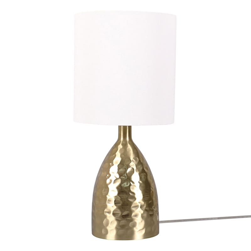Brass Hammered Metal Accent Lamp with Shade, 19.5" | At Home