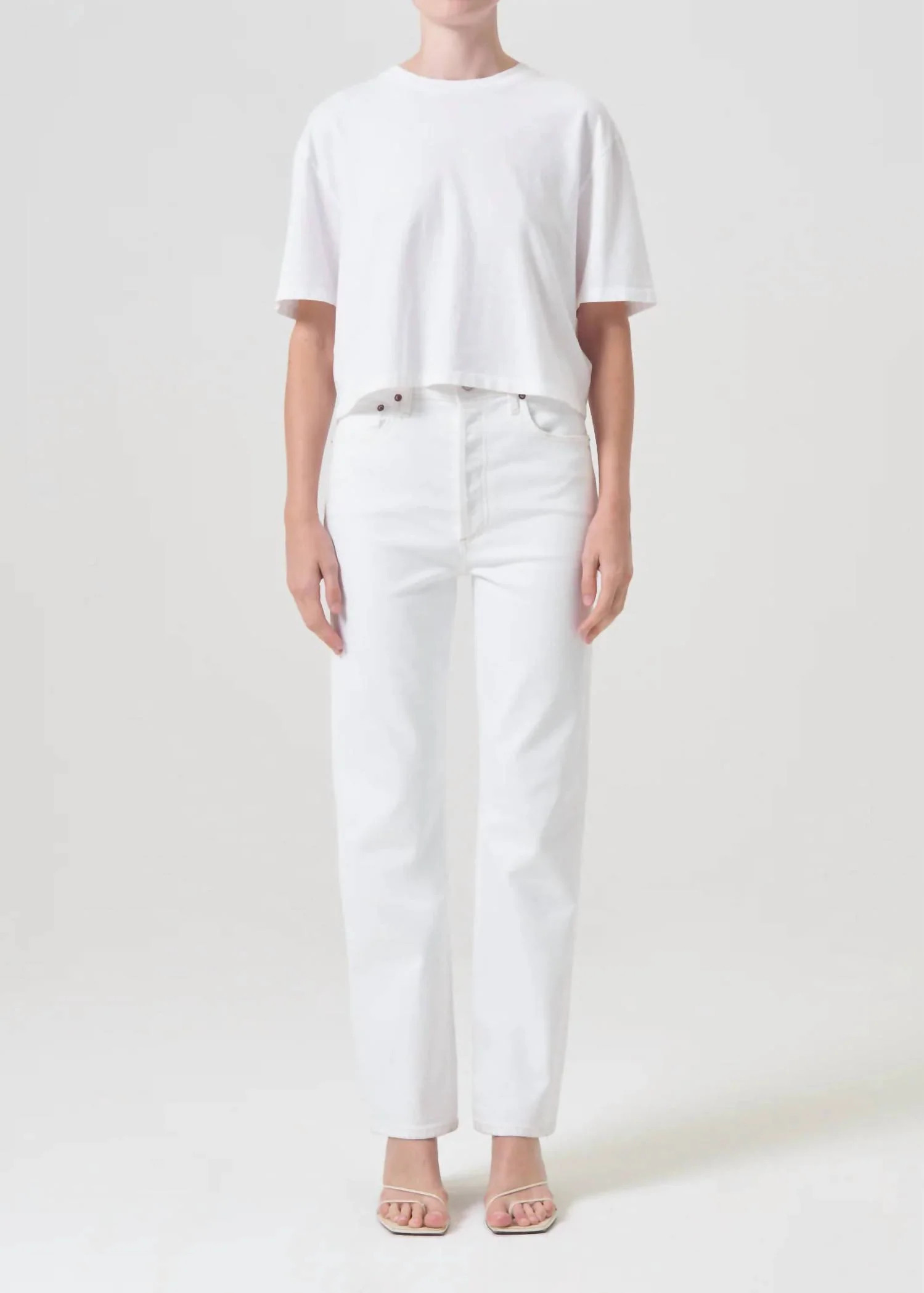 90's Pinch Waist High Rise Straight Jeans In Marshmellow | Shop Simon