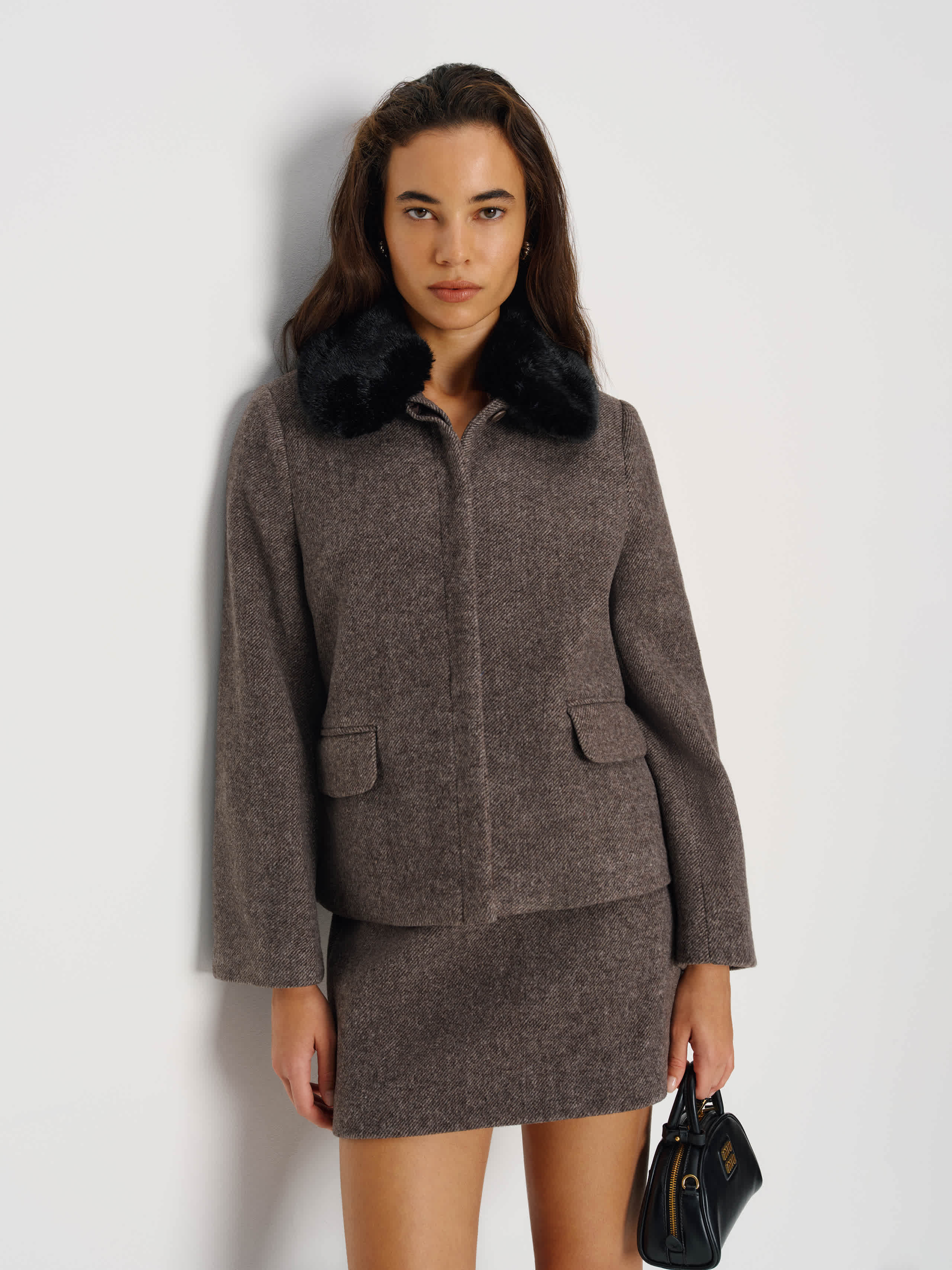 Reformation Dolly Jacket Brown Fur XS | Reformation (Global)